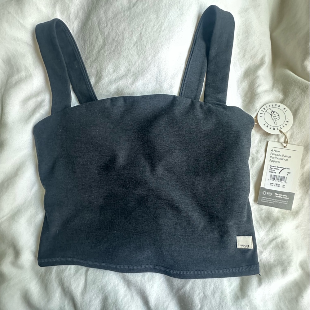 Vuori Women’s Elevation Square Neck Tank. NWT. Black Heather, Size small